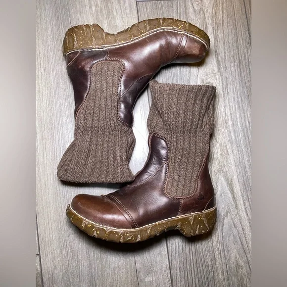 EUC El Naturalista Yggdrasil Soft Grain Boot Leather w/ Knitted Fold Over Cuff - Picture 12 of 12